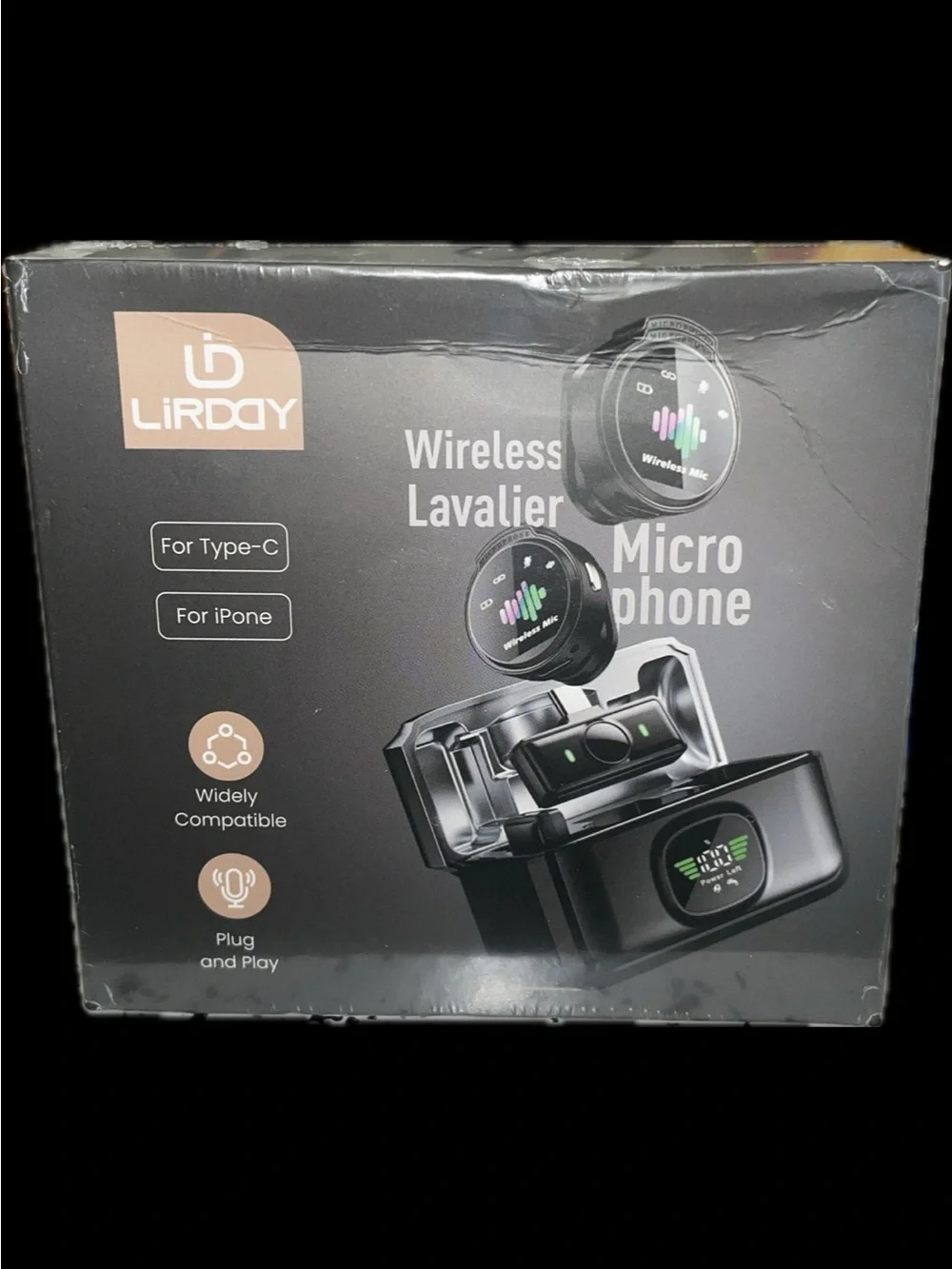 Compact Wireless Lavalier Mic 2in1 Noise Cancelling Clip-on New Black Microphone